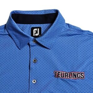 FootJoy Golf Shirt Teurlings Performance Polo‎ Blue Dot Print Men's L